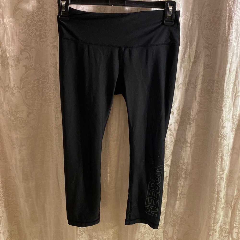 Reebok black workout logo leggings